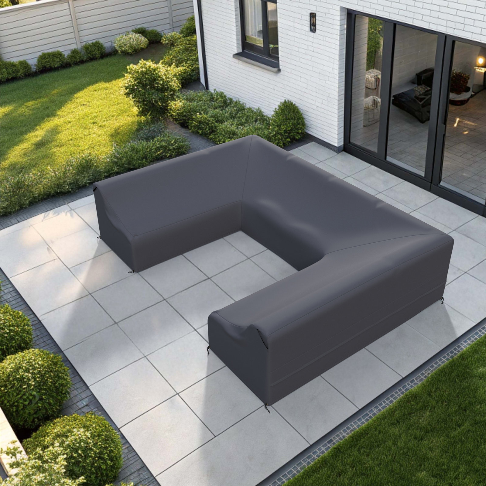 Praia 124" U-Shape Outdoor Conversation Set Group Seating Patio Furniture Covers