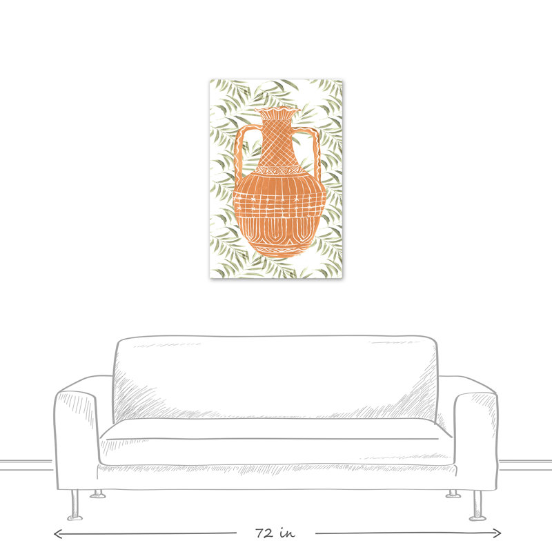 Motif de poterie à motifs sur toile, Toile tendue, H 36 po x l 24 po x P 1,25 po
