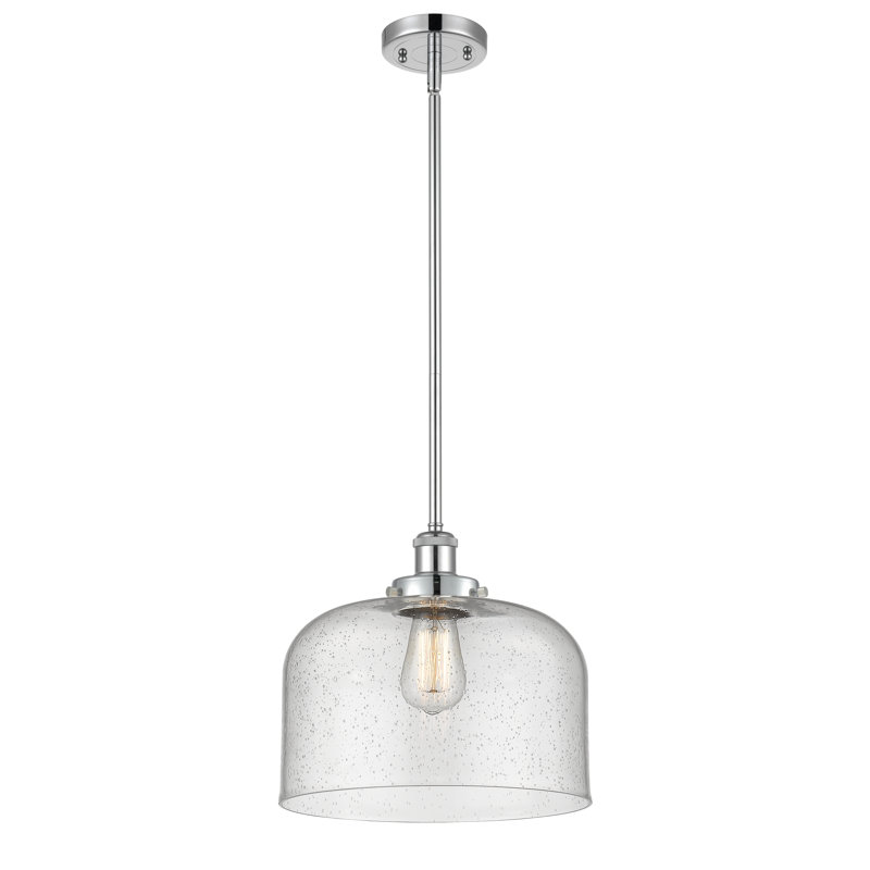 Mini luminaire suspendu avec tige 12 po Ballston Urban Bell, Grainé, Chrome poli, DEL