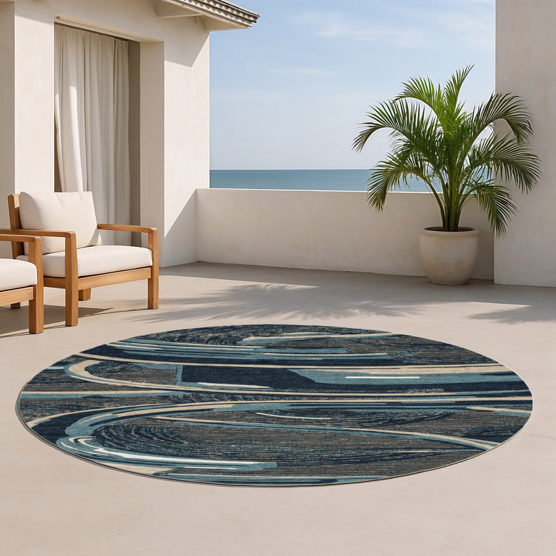 Tapis intérieur et extérieur gris Transport, Rond 5 pi