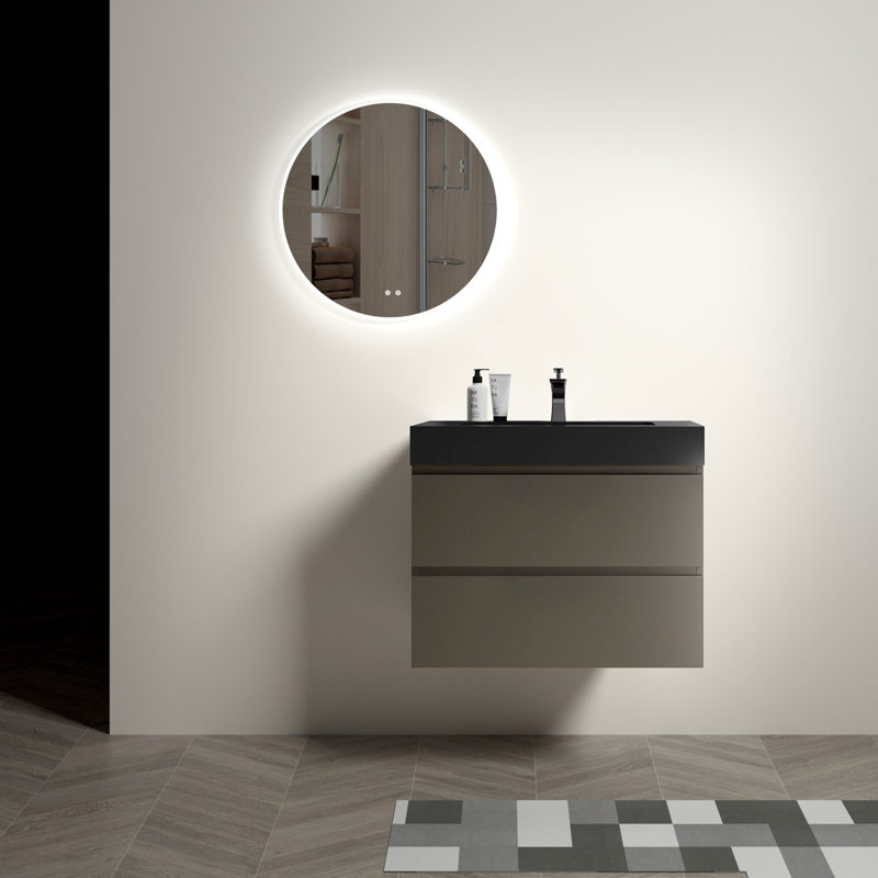 Armoire de salle de bain moderne 30 po grise - espace de rangement maximal, unité de rangement silencieuse et contemporaine