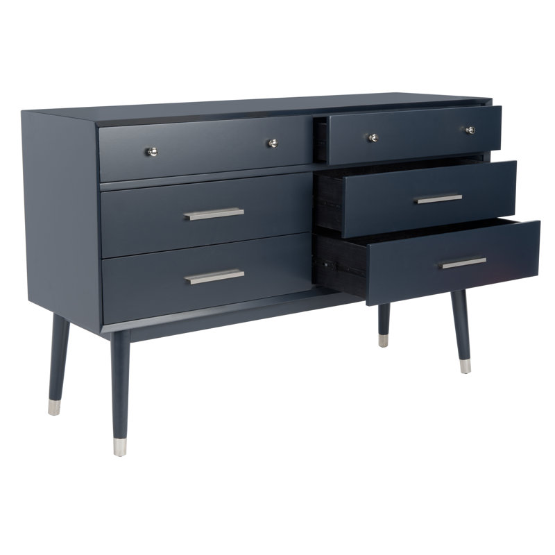 Commode 6 tiroirs Zack, Marine / Aargent