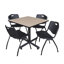 Table de salle de repos carrée Nicklo, chaises empilables 4 M-32668301-40142456-32668304