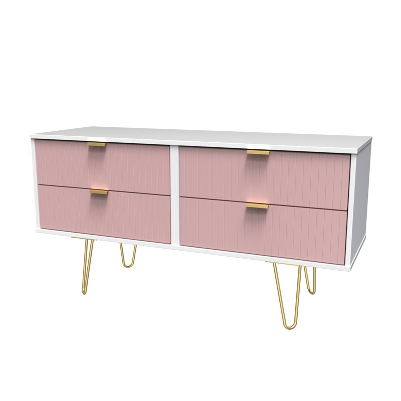 Beranda 115 cm W Chest of 4 Drawers, Kobe Pink/White
