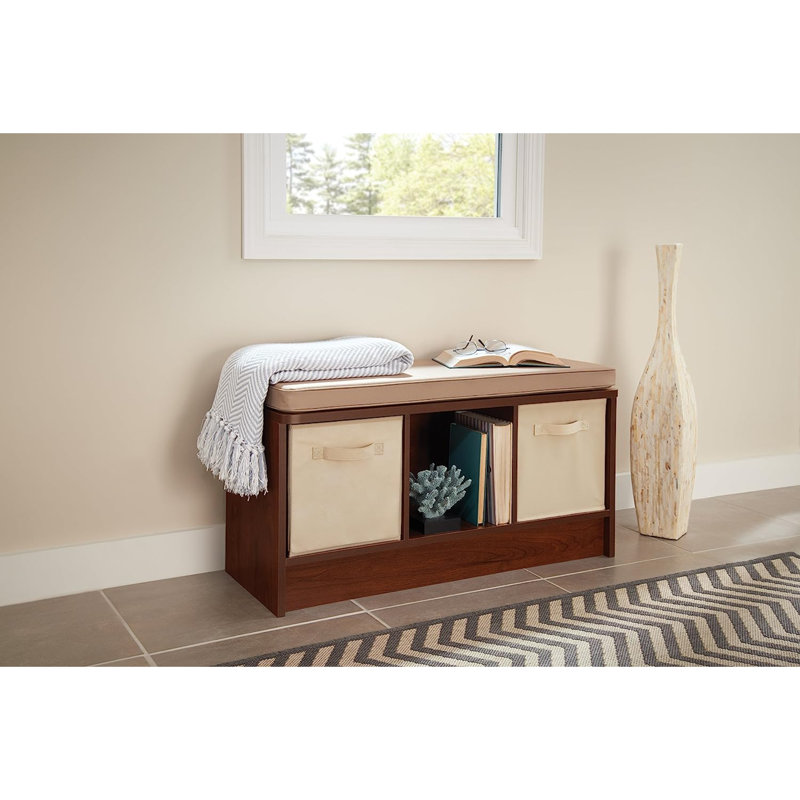 Cubeicals 3-Cube Storage Bench, White, Dark Cherry
