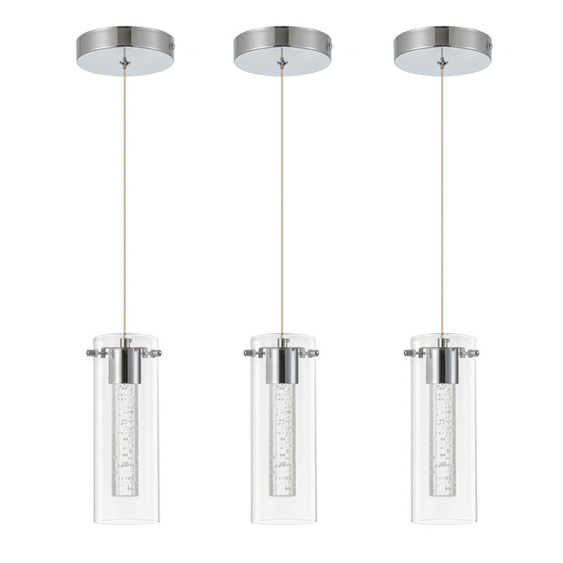 Iniko 3 - Light LED Cylinder Pendant, Chrome