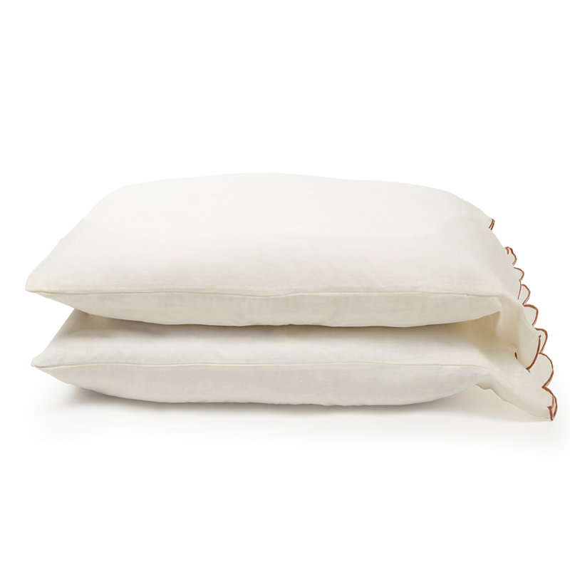 Kelly Sheet Set, Queen Sheet Set + 1 Fitted Sheet + 2 Pillowcases, Cream/Terra Cotta