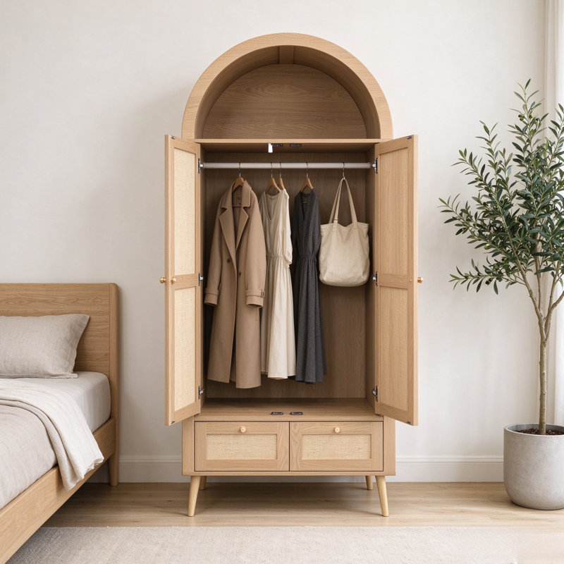 2 Door Wardrobe, Natural