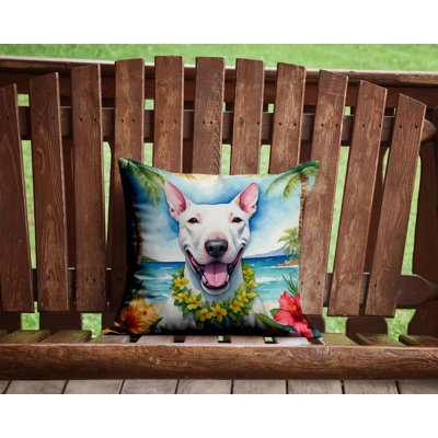 Bull Terrier Luau Throw Pillow