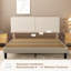 Lit tapissier avec station de charge, lit plateforme double à lattes en bois, tête de lit port USB moderne, sans sommier, beige-2142175915-2085627527
