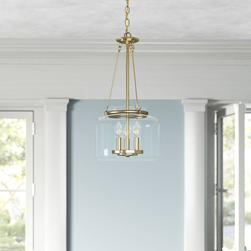 Luminaire suspendu 3 lumières Savron House Akron, Laiton