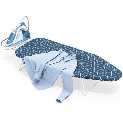 Compact Tabletop Ironing Board with Heat Resistant Cover, Foldable Metal Frame, Built-in Iron Rest and Hanging Hook, Portable Mini Ironing Board for Dorm, Apartment, Laundry Room & Small Spaces