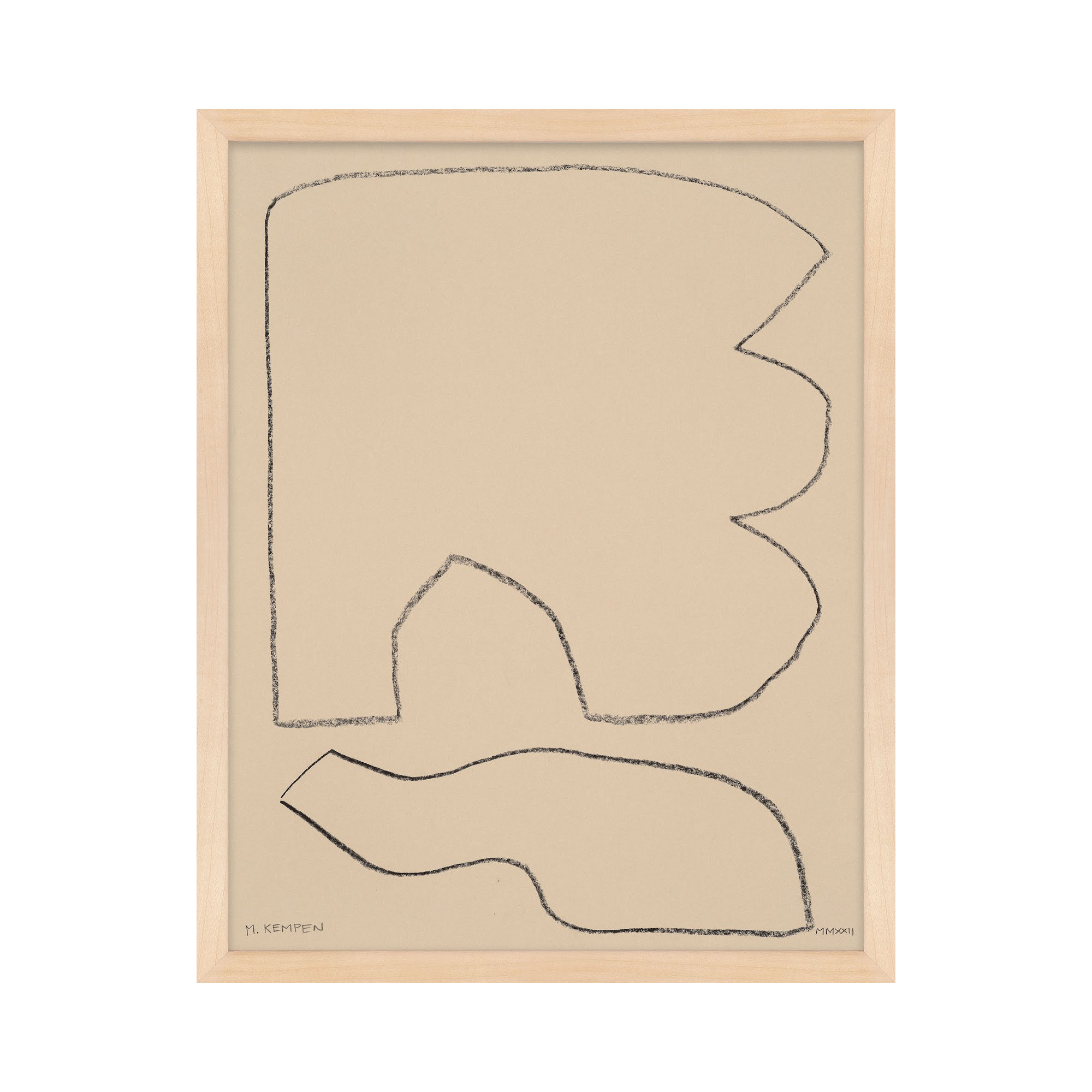 Outlines 3 by Michael Kempen, 16" W x 20" H, Maple Framed