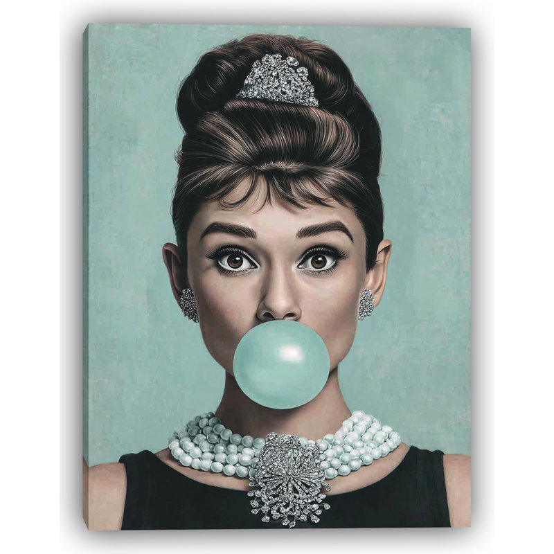 Élégant art mural sur toile bleu sarcelle d'inspiration Audrey, H 40 po x l 30 po