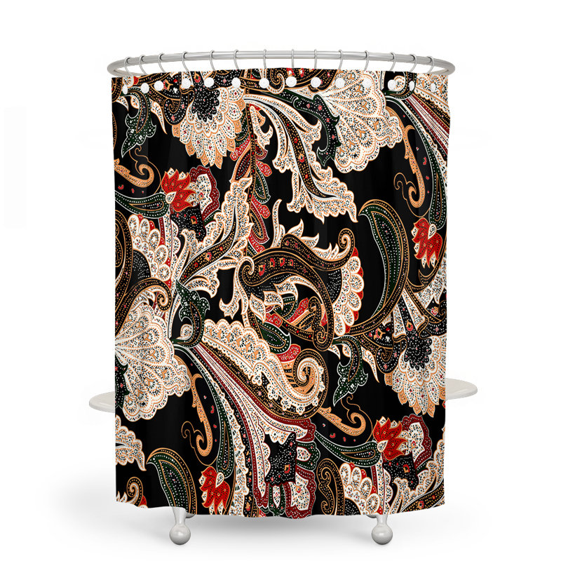 Rideau de douche simple à motif cachemire, H 93 po x l 70 po