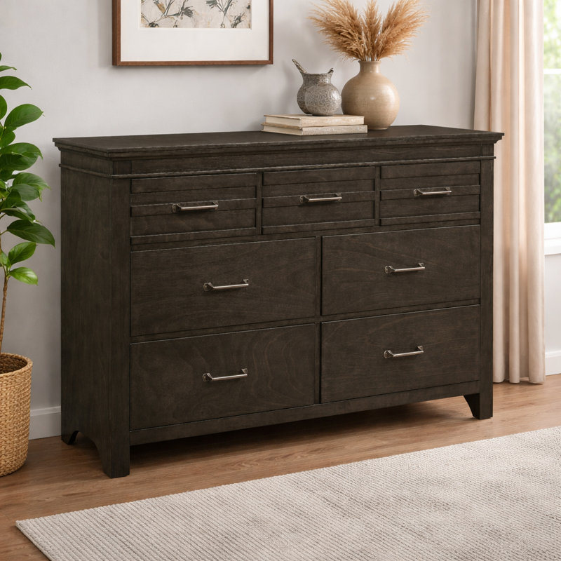 Drummond 55" W 7-Drawer Transitional Dresser, Gray