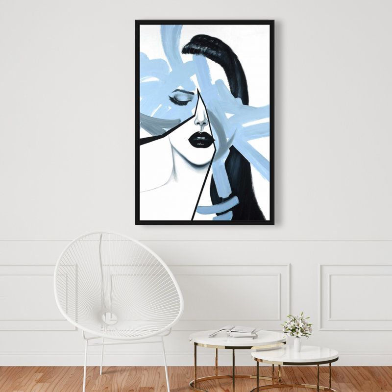 Art abstrait abstrait, femme bleue sur toile