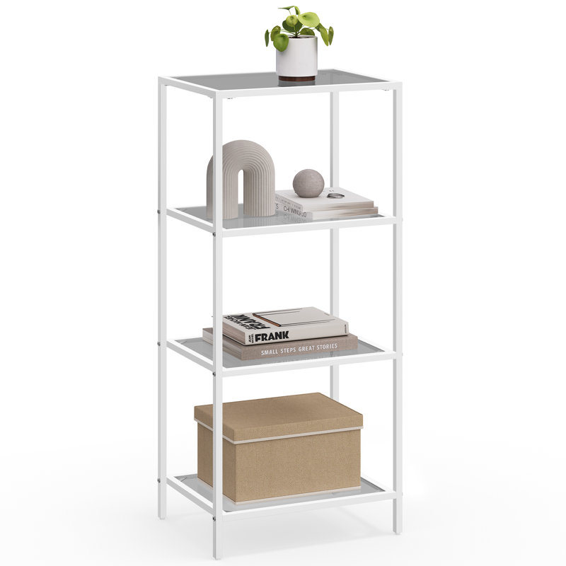 Abrihet 40cm W Steel Bookcase, Pearl White/Slate Grey