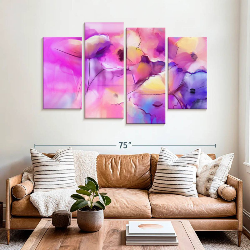 Avery Hot Pink Abstract, 42'' H X 68'' W