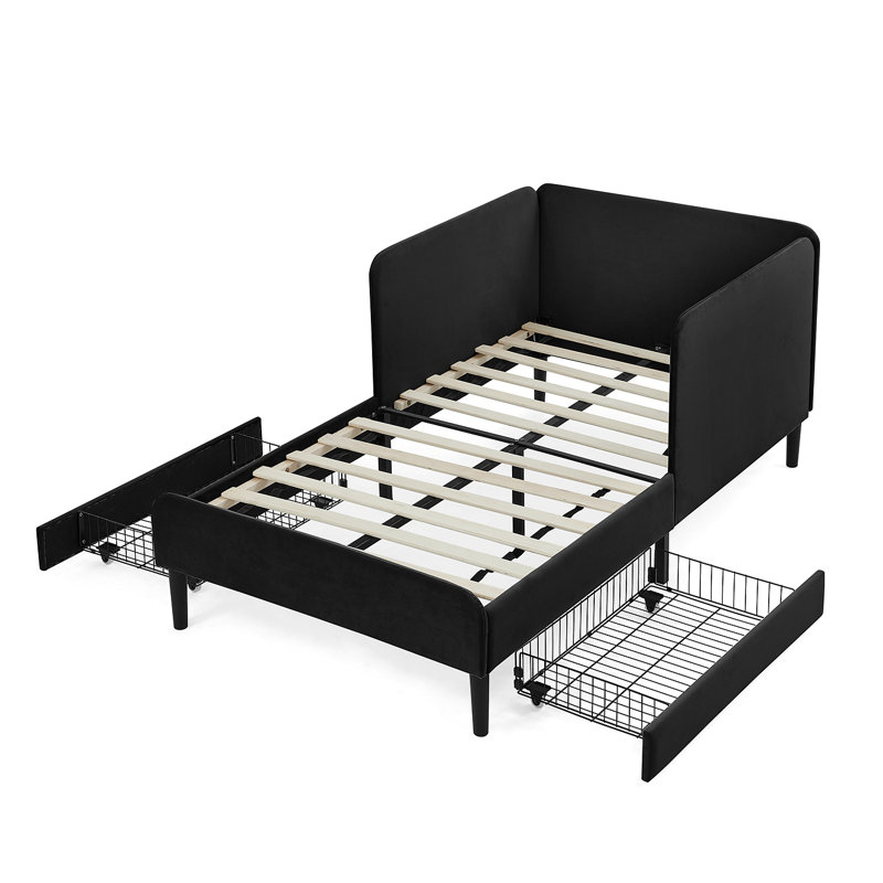 Ebern Designs Upholstered Platform Bed Frame With 2 Storage Drawers ...