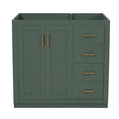 Meuble-lavabo de 36 po avec 3 tiroirs et portes à fermeture en douceur, armoire de rangement autoportante, meuble-lavabo (sans lavabo)