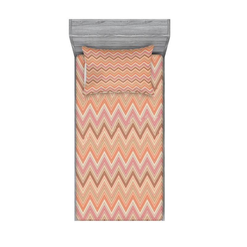 Microfiber Chevron Sheet Set, Twin XL Sheet Set + Fitted Sheet + 1 Pillowcase