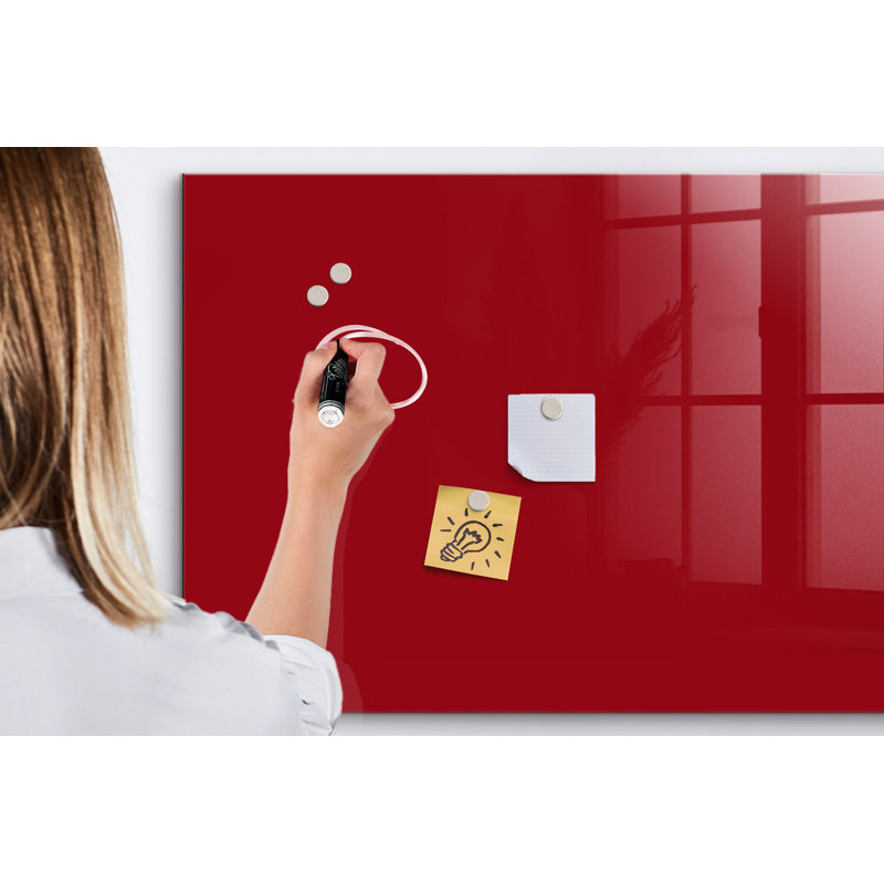 Magnetic Glass Dry Erase Board, Red