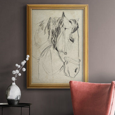 Horse In Bridle Sketch I " Horse In Bridle Sketch I Premium Framed Canvas- Ready To Hang "