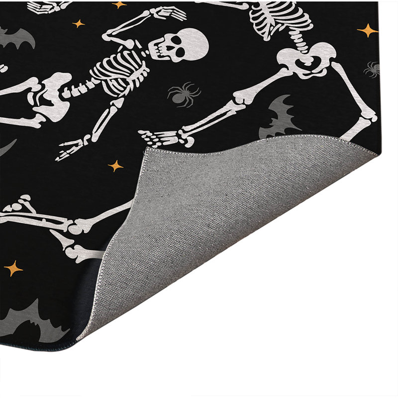 Tapis d'intérieur antidérapant Skeleton Boogie, Gris anthracite, L 60 po x L 84 po