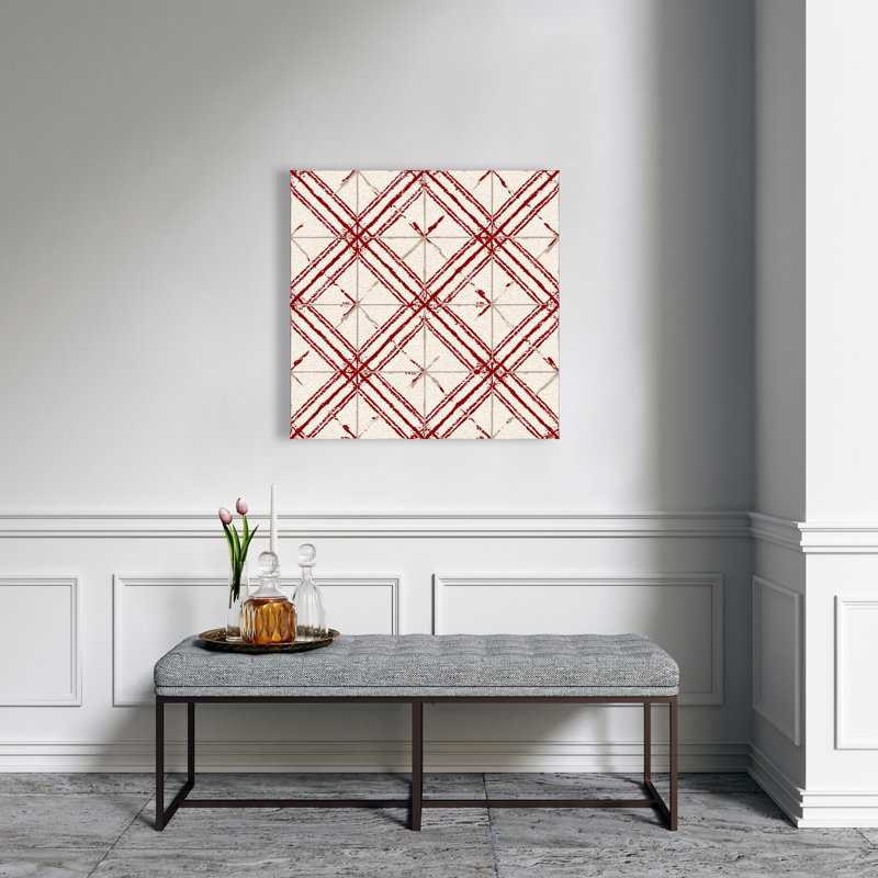 Motif de lignes rouges | Toile bleue pour une décoration intérieure élégante
