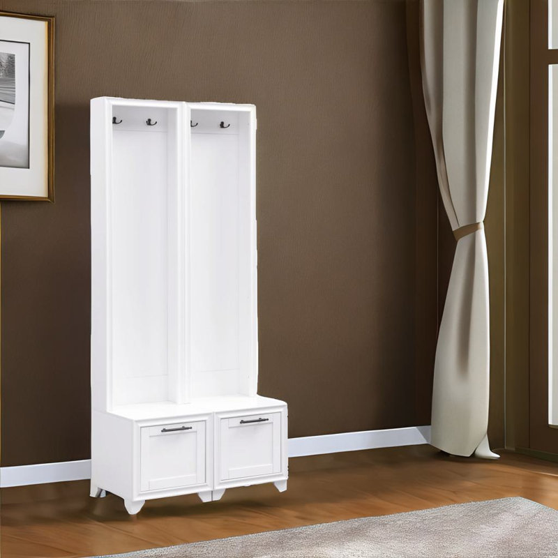 Free Standing Hall Tree Set Of 2, White