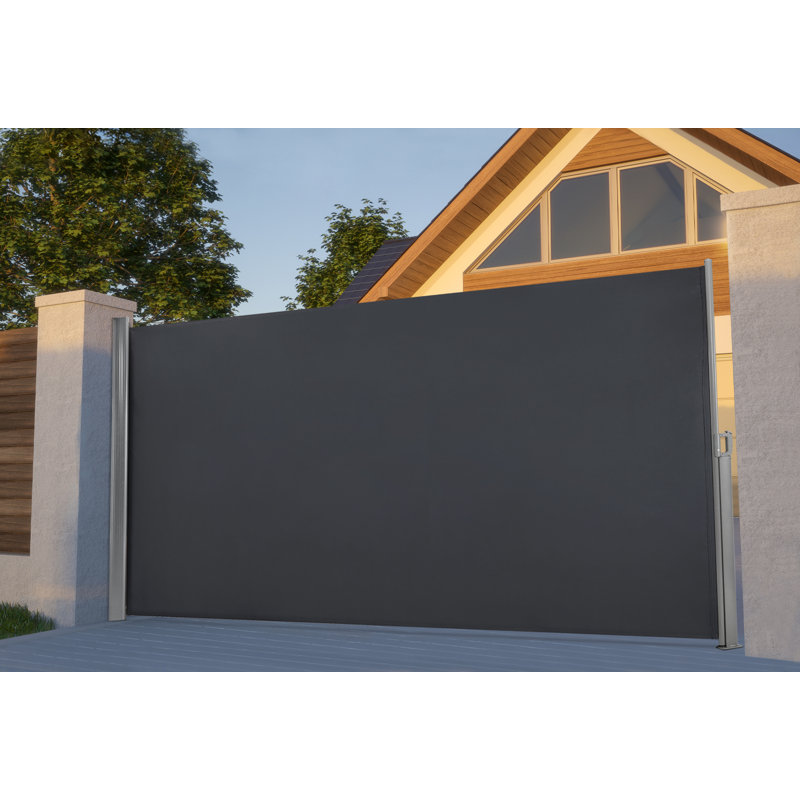 Patio Retractable Side Awning with Aluminum Frame, Waterproof Privacy Screen for Garden and Pools, Gray