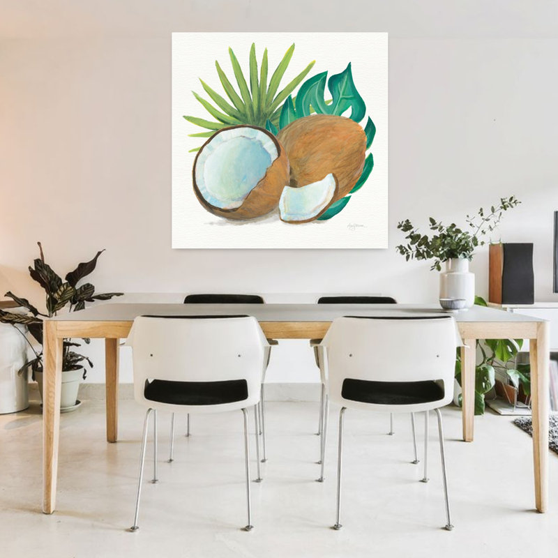Cocotier V, palmier abstrait, art tropical, H 36 po x l 36 po