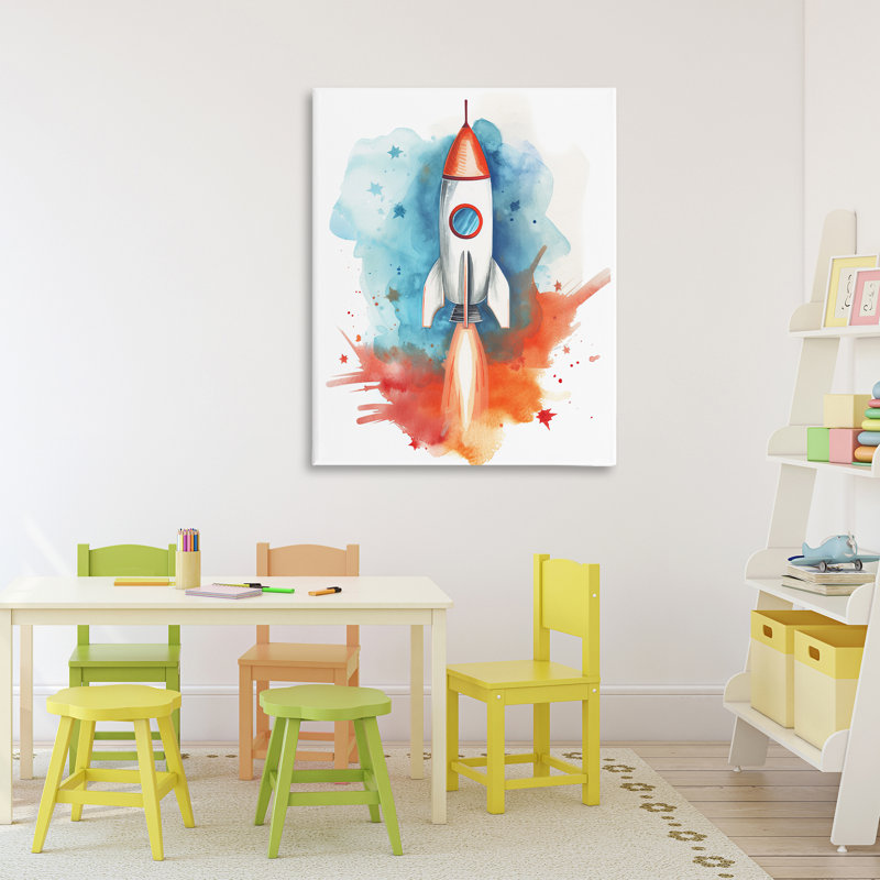 Lancement de fusée, toile par Ray Powers, H 40 po x l 30 po