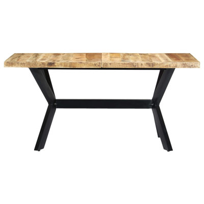 Tinnin Solid Wood Top Metal Base Dining Table