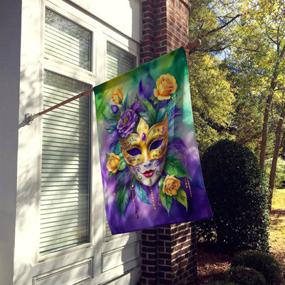 Double Sided 40'' H x 28'' W Polyester Mardi Gras House Flag