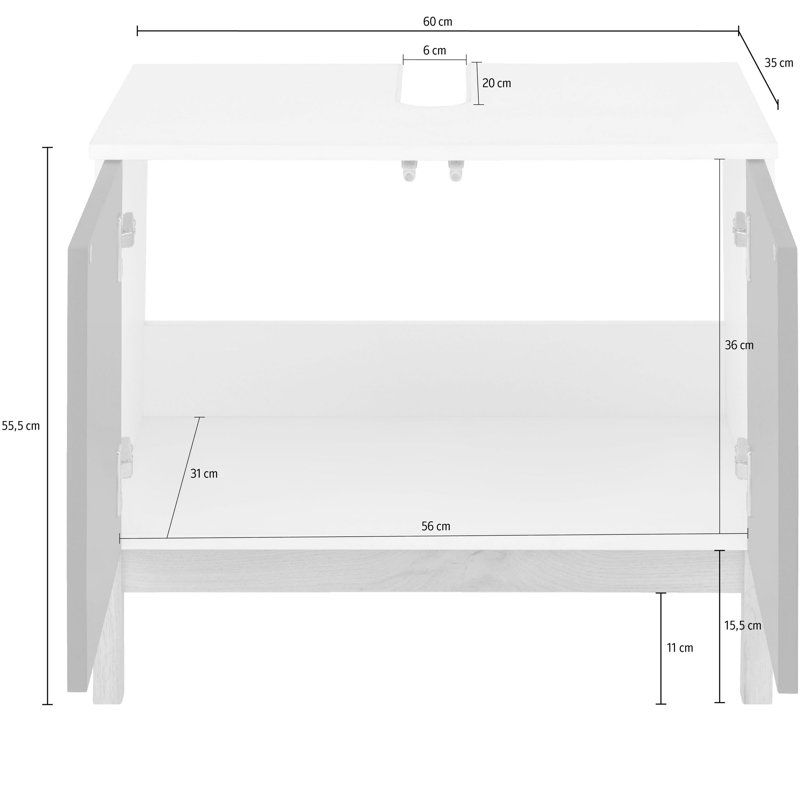 Marle 56cm Kitchen Pantry, White/Anthracite/Oak