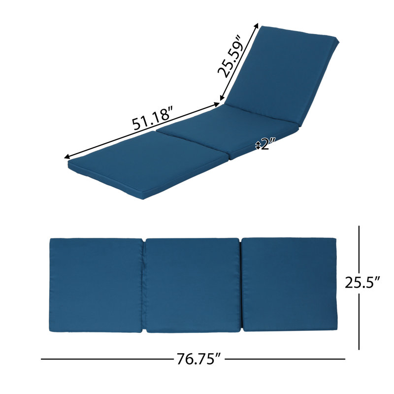 Outdoor Camping Cushion In Blue - Water , 75.51"D X 25.73"W 2.06"H, 100% , No Assembly Needed With Waterproof Fabric Blue,