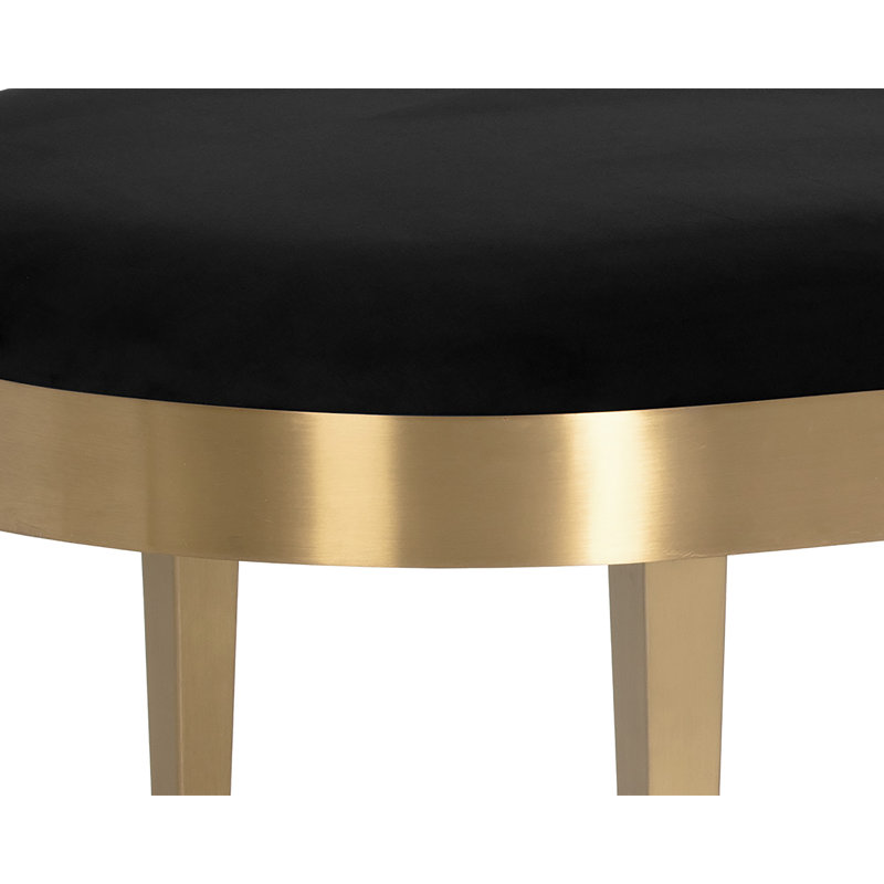 Banc rembourré en velours, Noir