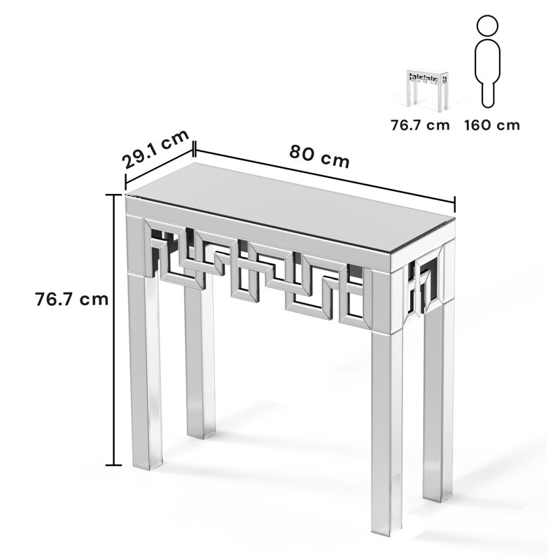Andreja 80cm Mirrored Glass Console Table Entryway Table
