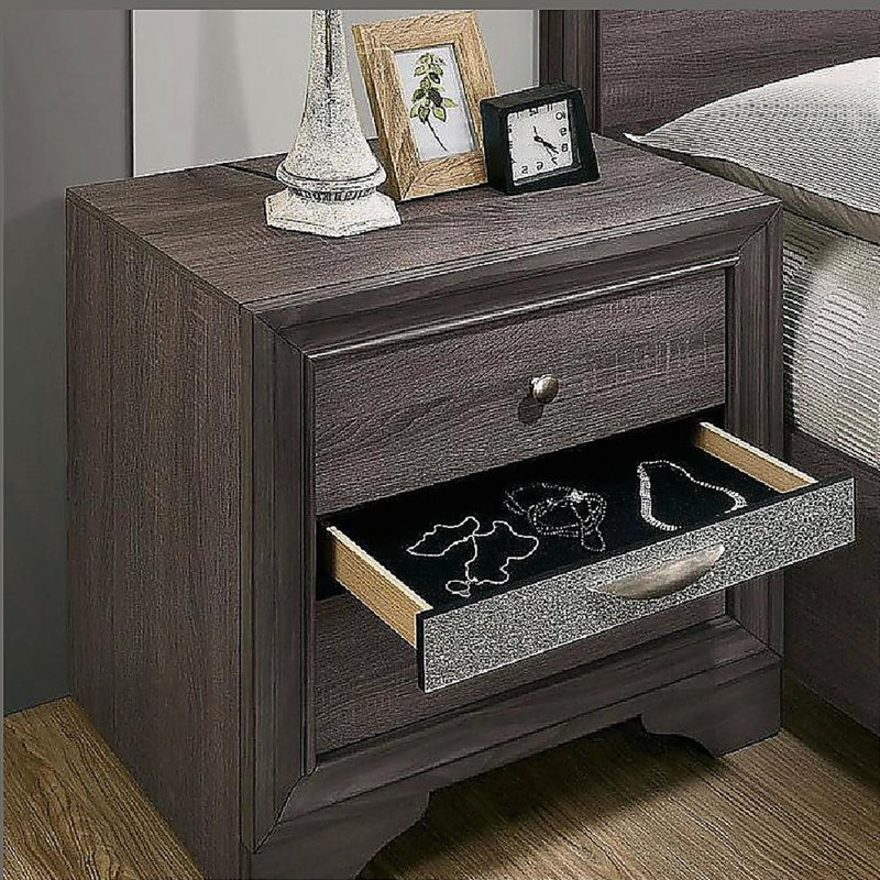 Table de chevet grise 1pc, Gris