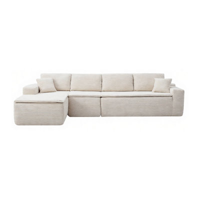 134" Modern Minimalist Modular Sectional Sofa, L-Shaped 4-Seat Couch with Pocket Spring Support, Beige