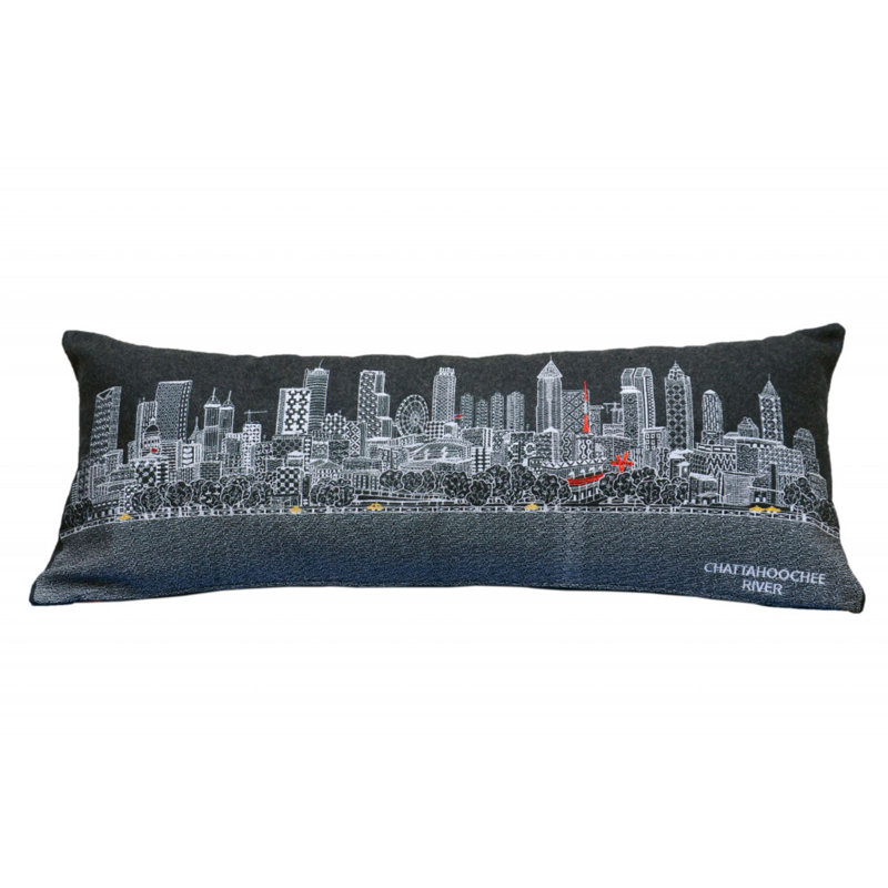 Coussin lombaire 35 "Atlanta Nighttime Skyline, Noir