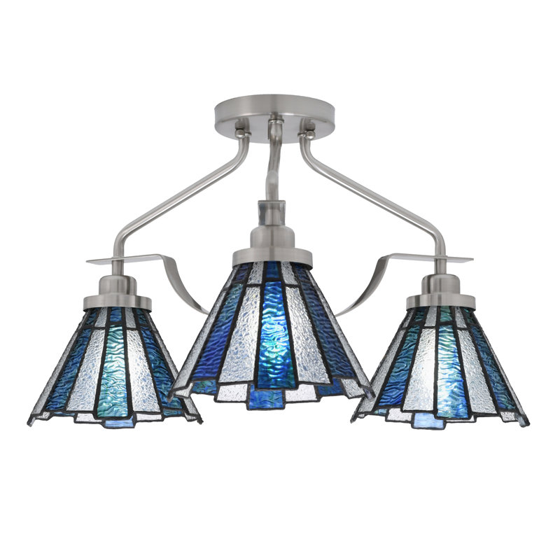 Plafonnier semi-encastré 3 lumières Odyssey, Nickel brossé