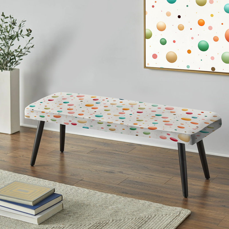 Banc rembourré à pois multicolore et coloré nostalgique
