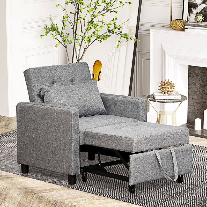 Canapé convertible, méridienne avec dossier à angle réglable et coussin