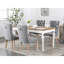 Chaise de salle à manger en lin gris avec coussin à double structure élastique et conception exquise.-682547882
