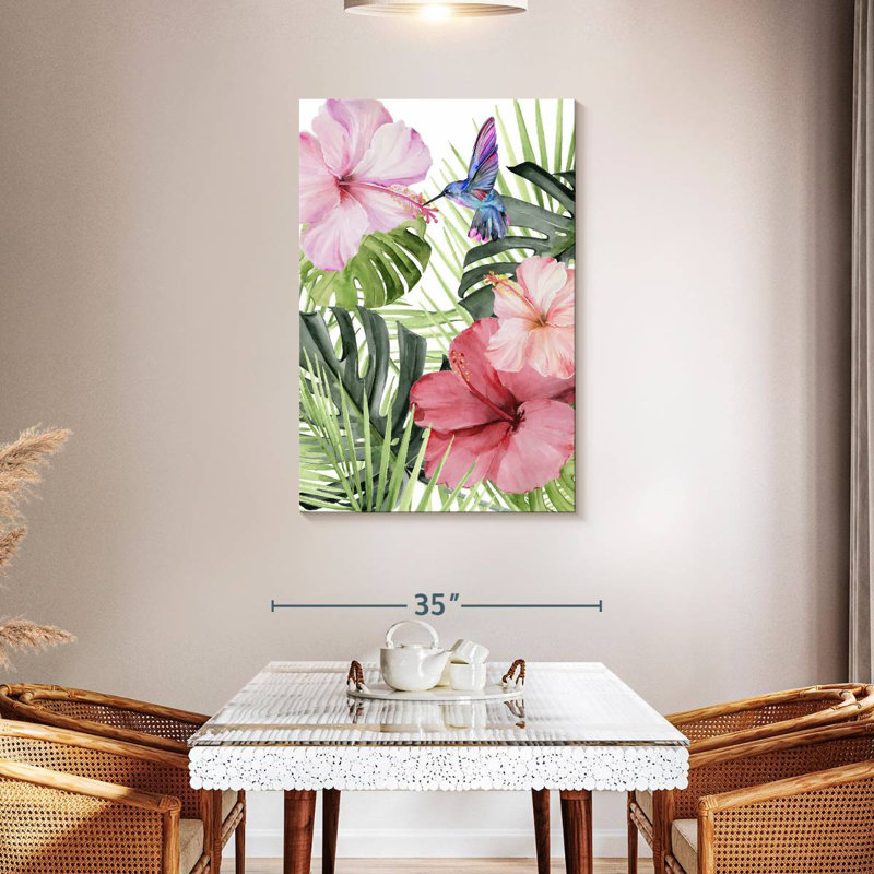 Harnek Hibiscus And Hummingbird I, 45" H x 30" W