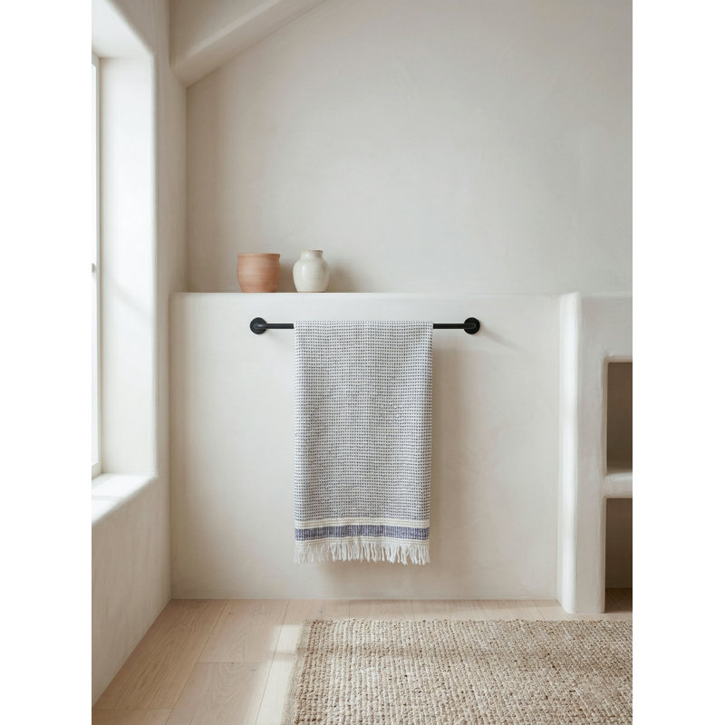 Striped Edge Turkish Cotton Bath Towel, Turquoise foncé
