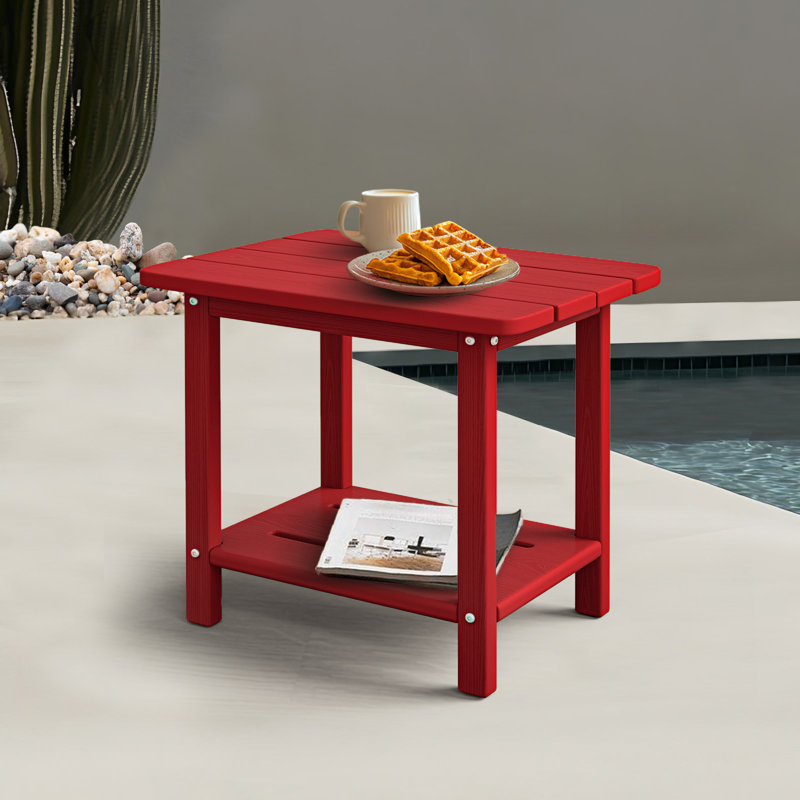 Table de bout en PEHD Adirondack à 2 niveaux - Table d'appoint d'extérieur résistante aux intempéries et durable pour le patio, la piscine et la pelouse